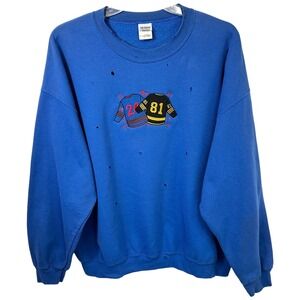 Heated Rivalry 2XL Embroidered Sweatshirt Blue Distressed Hollander Ilya Rozanov